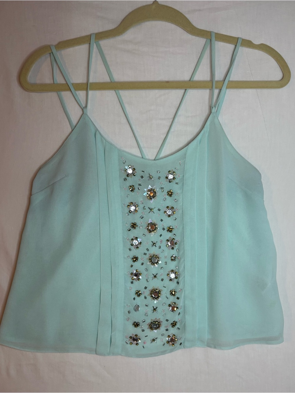 VTG Fairycore Charlotte Russe Mint Y2K Beaded mint Babydoll Whimsigoth Cami